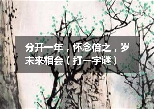 分开一年，怀念倍之，岁末来相会（打一字谜）