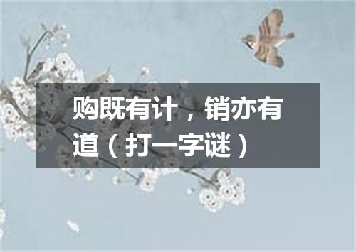 购既有计，销亦有道（打一字谜）