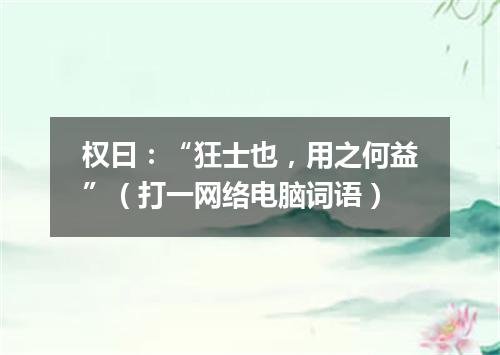权曰：“狂士也，用之何益”（打一网络电脑词语）