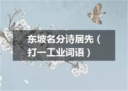 东坡名分诗居先（打一工业词语）