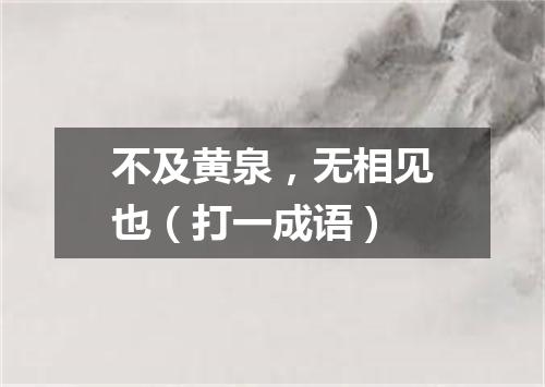 不及黄泉，无相见也（打一成语）