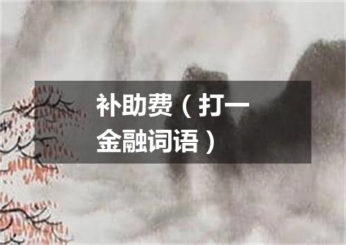 补助费（打一金融词语）