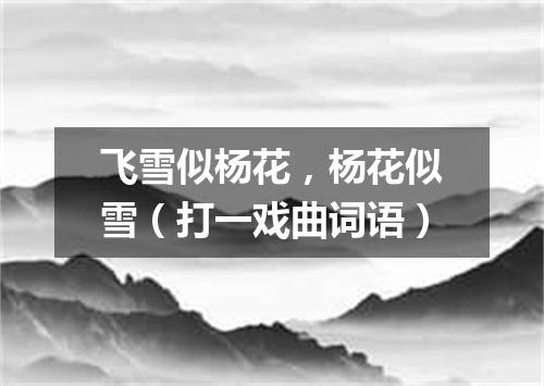 飞雪似杨花，杨花似雪（打一戏曲词语）