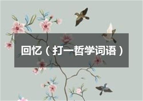 回忆（打一哲学词语）