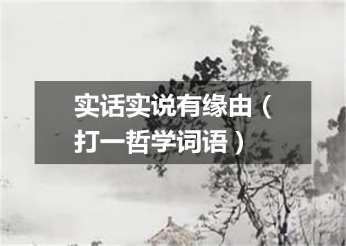 实话实说有缘由（打一哲学词语）