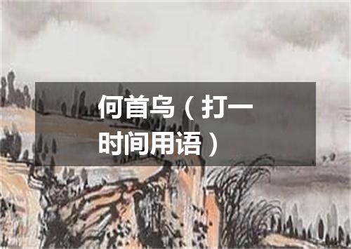 何首乌（打一时间用语）