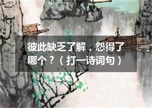 彼此缺乏了解，怨得了哪个？（打一诗词句）