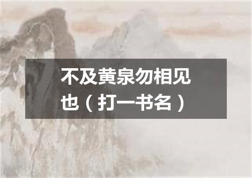 不及黄泉勿相见也（打一书名）
