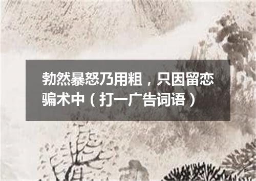 勃然暴怒乃用粗，只因留恋骗术中（打一广告词语）