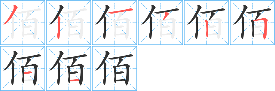 佰的笔画顺序字笔顺的正确写法图