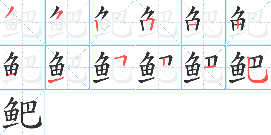 鲃的笔画顺序字笔顺的正确写法图