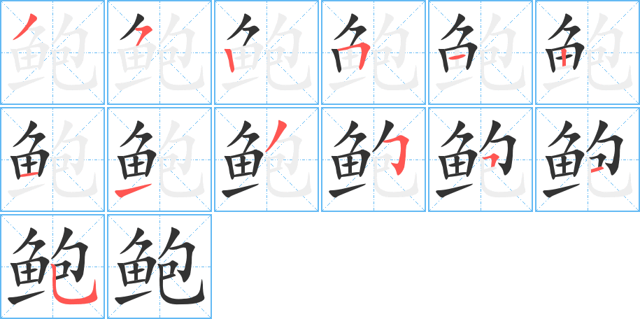 鲍的笔画顺序字笔顺的正确写法图